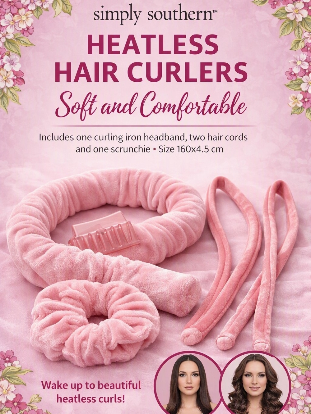 ๐ฉทSimply Southern Heatless Hair Curlers Set with Headband & Scrunchie, NIB